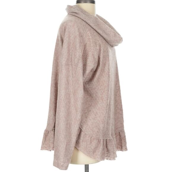 Maeve Anthropologie Addie Sweater Women’s Large Cowl Neck Ruffled Hacci Pullover - Picture 4 of 7